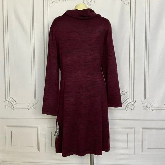 Nina Leonard Maroon “Deep Wine” Cowl Neck Long Sleeve Sweater Dress  Women’s Lg - Picture 6 of 8